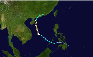 2008年颱風浣熊路徑圖