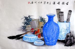 著名畫家方人也作品《古韻香濃》