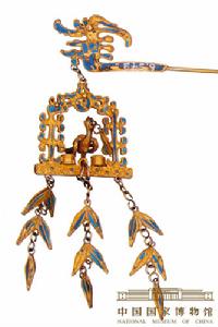 清鍍金點翠鳥架步搖 清鍍金點翠鳥架步搖