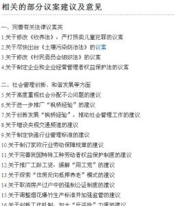 相關的部分議案建議及意見