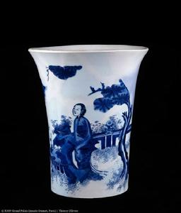 青花人物圖花瓶或筆筒 青花人物圖花瓶或筆筒