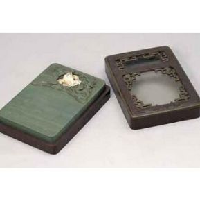 清松花石海水龍紋長方硯 清松花石海水龍紋長方硯