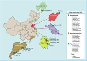 中國核電站分布圖