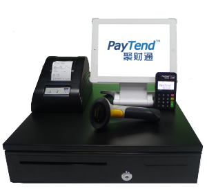 IPAD版：搭配錢箱進行現金管理，外接聚POS刷卡設備可受理銀行卡。支持外接掃描槍和小票印表機。