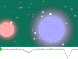 一個食聯星，指示器的強度顯示光度的變化。