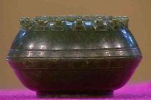 近現代仿清碧玉印泥盒