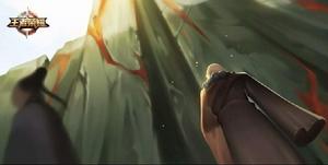 青石前默默矗立的僧侶。