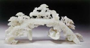 白玉雕松柏人物筆架 白玉雕松柏人物筆架