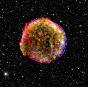超新星SN 1572殘骸的複合影像。