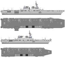 出雲級（上）和日向級（下）的對比圖