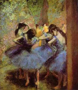 19世紀法國德加的粉畫《藍衣舞者》