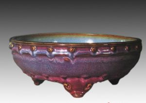 玫瑰紫藍釉鼓釘水仙盆 玫瑰紫藍釉鼓釘水仙盆