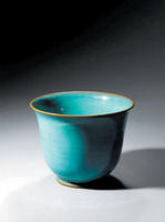 鈞窯天青釉仰鍾式花盆 鈞窯天青釉仰鍾式花盆