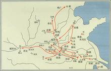 秦末起義軍行進路線