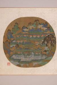 元仙山樓閣圖團扇面 元仙山樓閣圖團扇面