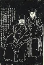 夏允彝與兒子夏完淳石刻像