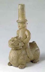 青釉人騎獸器 青釉人騎獸器