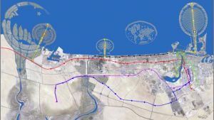 杜拜捷運線路衛星圖