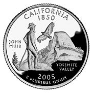 （圖）加州神鷲被刻在2005年發行的加利福尼亞州25美分紀念幣上