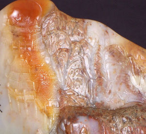 微畫雕《古城山色沐朝曦》局部