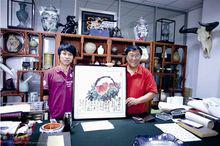 王恆畫壽桃為恩師楊再春先生祝壽