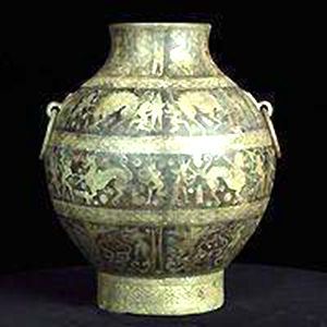 填漆狩獵紋壺 填漆狩獵紋壺