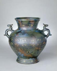 清古銅彩犧耳尊