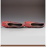 民國手繡灰布地花卉紋平底鞋 民國手繡灰布地花卉紋平底鞋