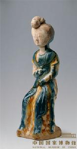 三彩釉陶女坐俑 三彩釉陶女坐俑