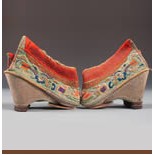 民國蘇繡五彩花鳥紋高跟小腳鞋