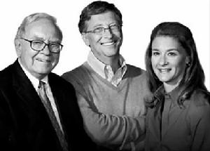 沃倫·巴菲特（左）、比爾·蓋茨（中）和梅琳達·蓋茨（右）是“慈善誓言”活動的發起人