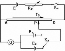 電位差計測量電源電動勢原理圖