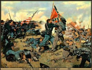 葛底斯堡戰役第一天的戰鬥，特羅亞尼繪。