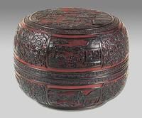 清雕漆嬰戲紋盒 清雕漆嬰戲紋盒