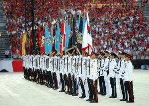 參加閱兵的新加坡士兵