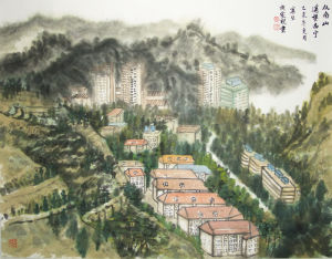 《古城西寧》紙本水墨60x46cm，2015年