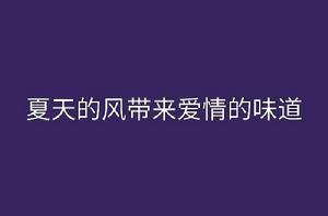 夏天的風帶來愛情的味道 夏天的風帶來愛情的味道