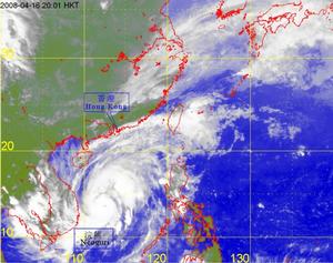 颱風浣熊衛星雲圖 4月18日下午6時
