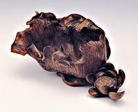 明朱三松雕竹荷葉洗 明朱三松雕竹荷葉洗