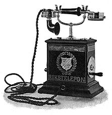 1896的電話，手搖磁發電柄在右側(瑞典)