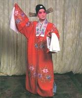 彩繡紅色團花男帔