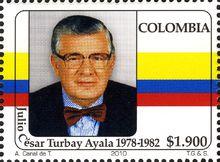 印有胡利奧·塞薩爾·圖爾瓦伊總統肖像的郵票