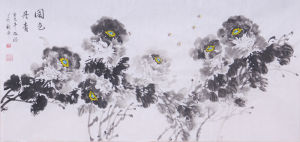 張振天國畫牡丹