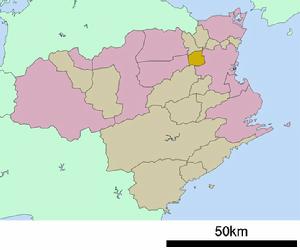 石井町在德島縣的位置（黃色區域）