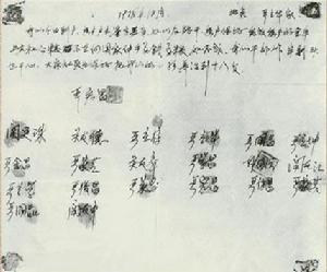 鳳陽縣小崗村18位農民簽下“生死狀”