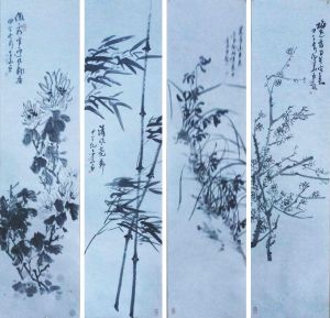 紀志華國畫四屏