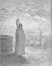 名畫中的拉結（左）和雅各