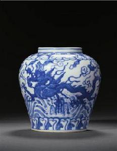 嘉靖青花應龍罐 嘉靖青花應龍罐