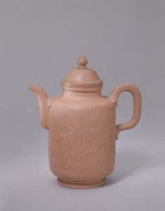 清乾隆紫砂御題詩烹茶圖壺