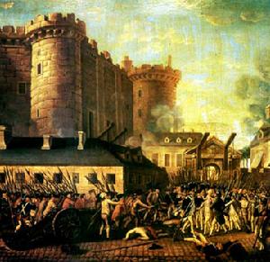 1789年7月14日，巴黎人民攻占了象徵封建統治的巴士底獄的場景